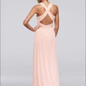 David’s bridal crisscross back mesh dress in ballet pink